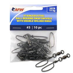 AFW SS Ball Bearing Snp Swiv 245lb #5 2WldRgGnmtlBlk 10p Stainless Steel Ball Bearing Snap Swivels Gunmetal Black 10pc