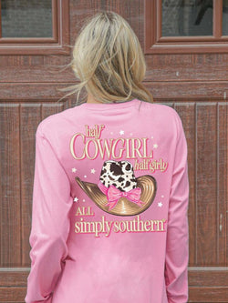 Youth Relaxed-Fit Long Sleeve T-Shirt | Half Cowgirl Half Girly | Preppy and Stylish Girl's T-Shirt, Small