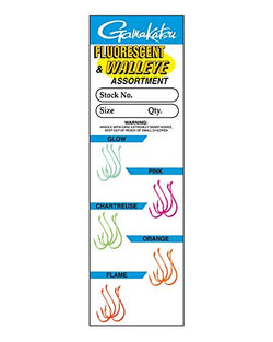 Gamakatsu 02707 Fluorescent Walleye and Steelhead Hook Assortment, Size