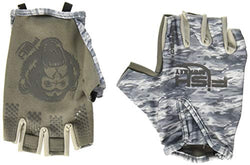 Fish Monkey FM18-GREYWTRCAM-L Stubby Guide Glove, UPF 50+, Short