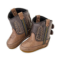 Old West Kids Boots Baby Poppets (Infant/Toddler) Boots, Tan Vintage Foot/Brown Crackle Shaft