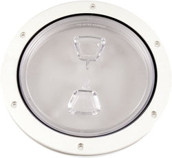 Beckson 6" Clear Center Screw Out Deck Plate - White