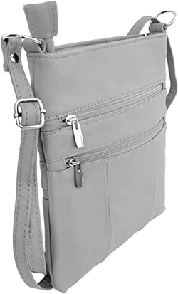Roma Leathers Mini Cross Body Purse - Multi Pocket Double Zipper Handbag RM011