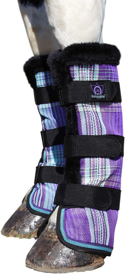 Kensington Fly Boots w/Fleece L Lavender Mint Plaid