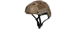 Lancer Tactical Large - X-Large Industrial ABS Plastic Constructed Maritime Helmet Adjustable Crown with 20mm Side Rail Adapter Velcro Padding Stickers NVG Shroud Bungee Retention - Dark Earth