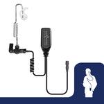 "Easy Connect" Replacement -EC Lapel microphone with PTT button & clear coiled cable transducer