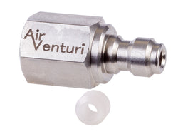 Air Venturi Male Quick-Disconnect, 1/8" BSPP Female Threads, Steel, Rated to 5000 PSI, Incl. Delrin Seal